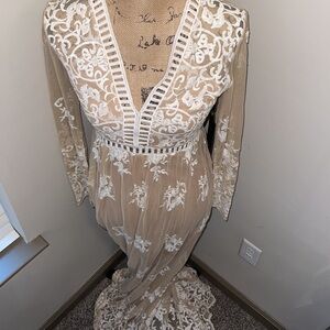 Elegant Maxi Embroidered Lace Gown (bridal, prom, engagement, etc)